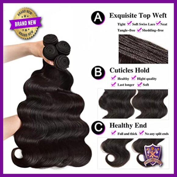 Brazilian Human Hair Extensions 4 Bundles Body Wave 24-30 Inches